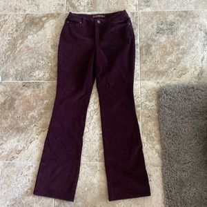 maroon corduroy pants. boot cut